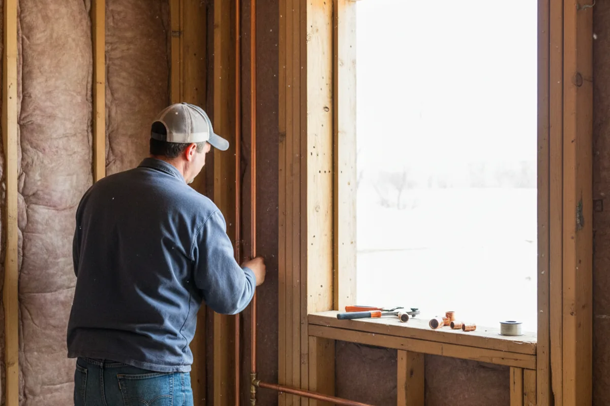 Licensed plumber running new copper supply lines in a Webster home