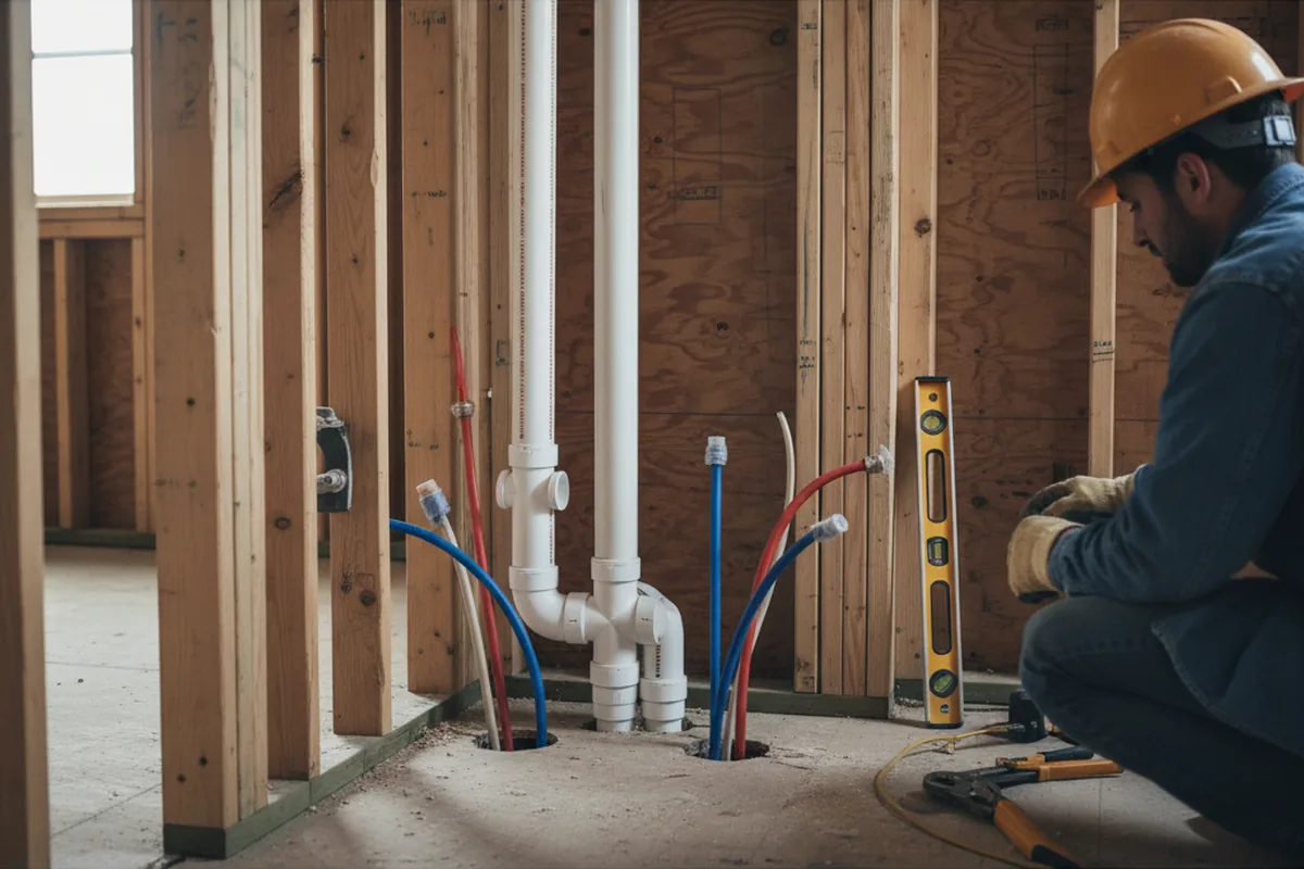 Drain and supply rough-in during Sump Pump Repair in Webster